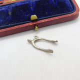 Sterling Silver Lucky Wishbone Charm Pendant Vintage c1970