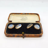 Victorian Boxed Pair of 10ct Rose Gold & Moonstone Cufflinks Antique c1890s
