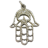 Sterling Silver Hamsa Hand Charm Pendant Vintage c1970