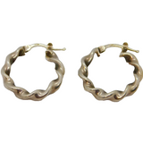 Pair of Sterling Silver Twisted Rope Style Huggie Hoop Earrings Vintage c1970