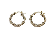 Pair of Sterling Silver Twisted Rope Style Huggie Hoop Earrings Vintage c1970
