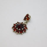 Sterling Silver Multi-Stone Garnet Cluster Drop Pendant Contemporary c1990s