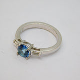 Sterling Silver Blue & White Sapphire Dress Ring Vintage c1970 Size N 1/2