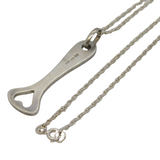 Sterling Silver Small Bottle Opener Pendant Necklace Vintage c1990s