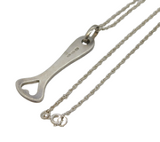Sterling Silver Small Bottle Opener Pendant Necklace Vintage c1990s
