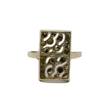 Sterling Silver Marcasite Set Patterned Art Deco Dress Ring Antique c1930 Size N