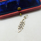 Sterling Silver Celtic Twist Form Drop Pendant Vintage c1970