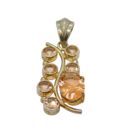 Sterling Silver 7 Morganite Organic Shapes Long Drop Modern Vintage c1990s