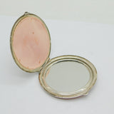 Sterling Silver Pink Guilloche Enamel Mirror Compact Antique 1921 Birmingham