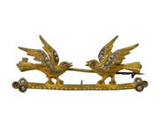 19th Century Silver Gilt, Pearl & Garnet Swallow Brooch Antique c1880s