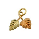 9ct Yellow & Rose Gold Leaf Form Charm Pendant Vintage c1970s