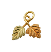 9ct Yellow & Rose Gold Leaf Form Charm Pendant Vintage c1970s
