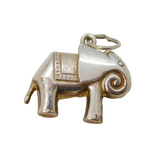 Sterling Silver Patterned Elephant Charm Pendant Vintage c1970