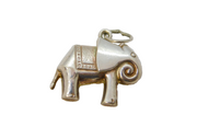 Sterling Silver Patterned Elephant Charm Pendant Vintage c1970