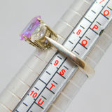Sterling Silver Purple & White CZ Statement Ring Vintage c1970 Size R