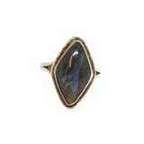 Sterling Silver Morpho Butterfly Wing Ellipse Dress Ring Antique c1930 Size H