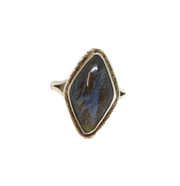 Sterling Silver Morpho Butterfly Wing Ellipse Dress Ring Antique c1930 Size H