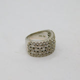 Sterling Silver CZ Circles Pattern Graduating Band Ring Modern c1990 Size J