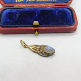 Sterling Silver Cabochon Moonstone Drop Charm Pendant Vintage c1970