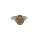 Sterling Silver Cabochon Rose Quartz Studio Dress Ring Vintage c1970 Size O 1/2