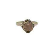 Sterling Silver Cabochon Rose Quartz Studio Dress Ring Vintage c1970 Size O 1/2