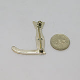 Sterling Silver Modernist Cat Design Initial L Brooch Vintage c1970