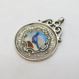 Sterling Silver & Enamel Racing Pigeon Fob Medal Antique 1923 Birmingham