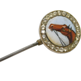 Victorian Sterling Silver, Enamel & Paste Horseracing Stick Pin Antique