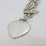 Chunky Sterling Silver Cable Link Chain Necklace & Heart Pendant Vintage