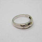 Sterling Silver 5 Stone CZ Star Pattern Band Dress Ring Modern c1990 Size V