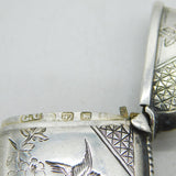 Victorian Sterling Silver Aesthetic Swallow Vesta Case Antique 1881 Birmingham