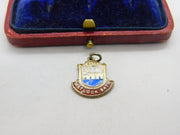 Sterling Silver and Enamel Matlock Bath  Shield Charm Pendant Vintage c1970