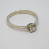 Sterling Silver Spinel Solitaire Engagement Ring Vintage c1970 Size R