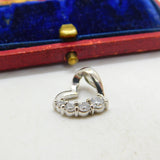 Sterling Silver With Diamond Paste Stones Heart Charm Pendant Vintage c1970