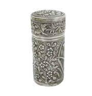 19th Century Chinese Sterling Silver Floral Pattern Pepper Shaker Antique c1880s