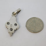 Sterling Silver 3 Stone Spinel & Pearl Set Cluster Charm Pendant Vintage c1970