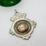 Gold & Sterling Silver Football Soccer Fob Medal Antique 1937 Birmingham