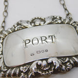 Sterling Silver Port Decanter Label Vintage 1982 London