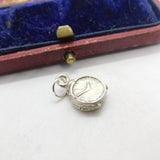 Sterling Silver Alarm Clock Charm Pendant Vintage c1970