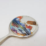 Sterling Silver & Enamel Chatelaine Mirror Fob Antique 1923 Birmingham AF