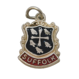 Sterling Silver Enamel Suffolk Shield Charm Pendant Vintage c1970