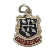 Sterling Silver Enamel Suffolk Shield Charm Pendant Vintage c1970