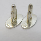 Pair of Sterling Silver Green Enamel Snail Pattern Cufflinks Vintage Birmingham