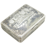 19th Century Russian Silver Countryside Scene Snuff Box Antique Moscow c1860s