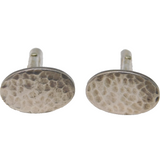 Handmade Pair of Sterling Silver Planished Gents Cufflinks Vintage London