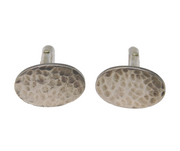 Handmade Pair of Sterling Silver Planished Gents Cufflinks Vintage London