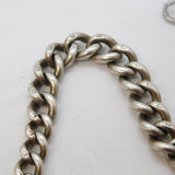 Edwardian Sterling Silver Graduating Albert Watch Chain Necklace Antique Chester