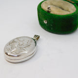 Sterling Silver Oval Deep Locket Floral Design Charm Pendant Vintage c1970