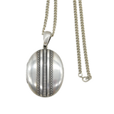 Victorian Sterling Silver Aesthetic Movement Locket Necklace Antique c1880s