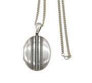 Victorian Sterling Silver Aesthetic Movement Locket Necklace Antique c1880s